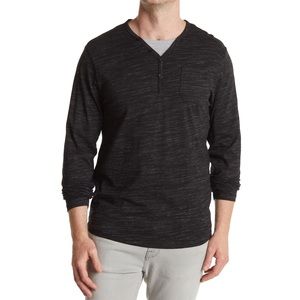 Soul Of London Long Sleeve Henley Heather Black Shirt